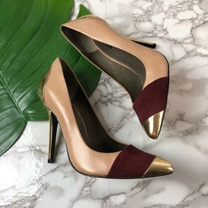 Marissa Web Suede Toe Colorblock Stiletto Heels